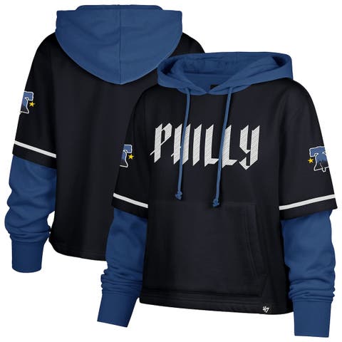 Women's '47  Navy Philadelphia Phillies City Connect Shortstop Cropped Pullover Hoodie