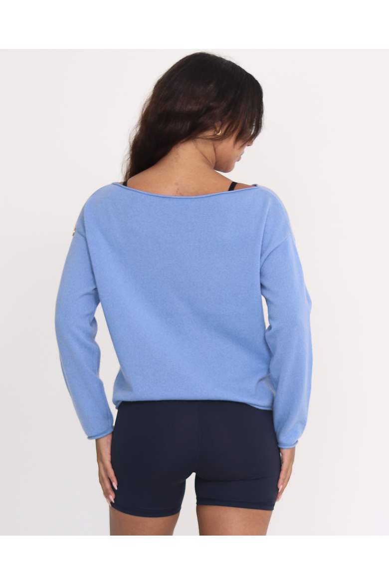 Romy Off Shoulder Cashmere Sweater, Alternate, color, Coastal Blue
