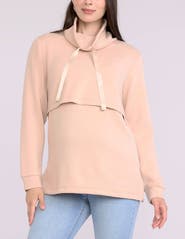 MOTHERHOOD MATERNITY Funnel Neck Pullover Nursing Sweatshirt