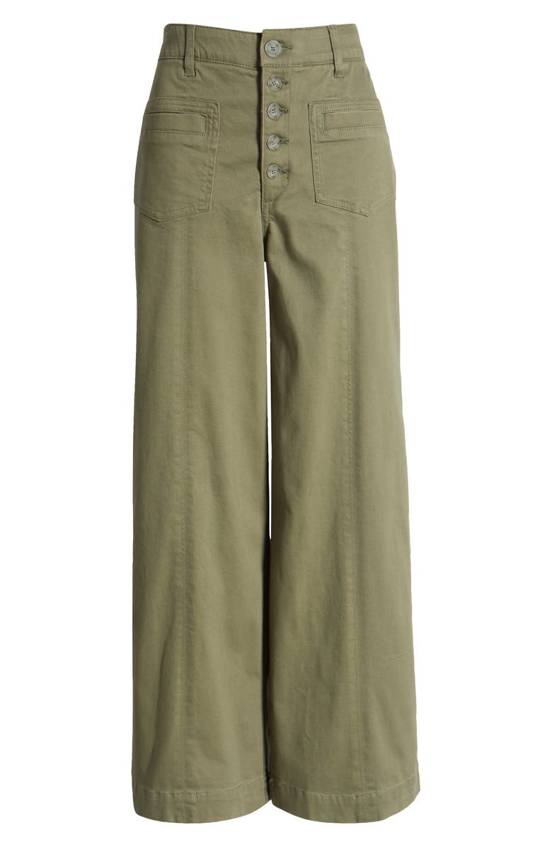 Wit & Wisdom 'Ab'Solution Skyrise High Waist Exposed Button Fly Wide Leg Pants, Alternate, color, Lily Pad