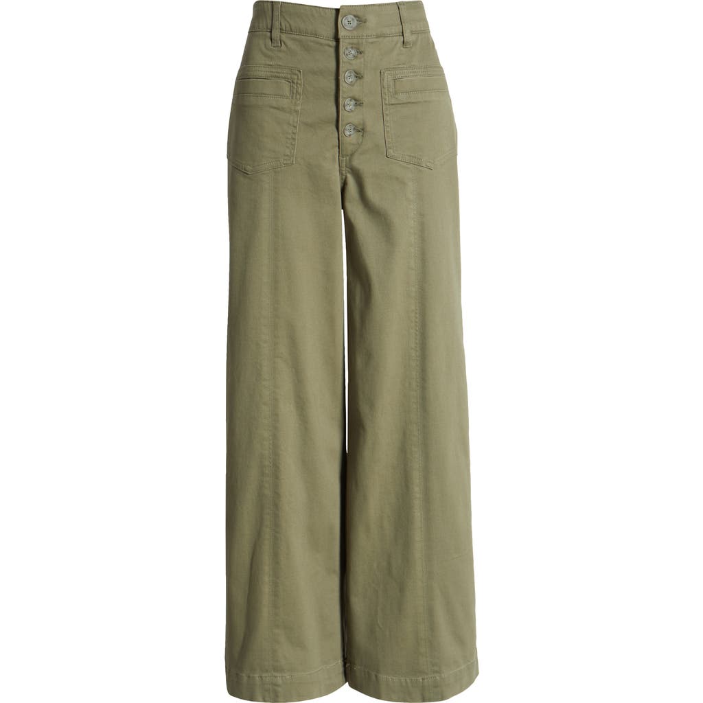 Wit & Wisdom 'ab'solution Skyrise High Waist Exposed Button Fly Wide Leg Pants In Lily Pad