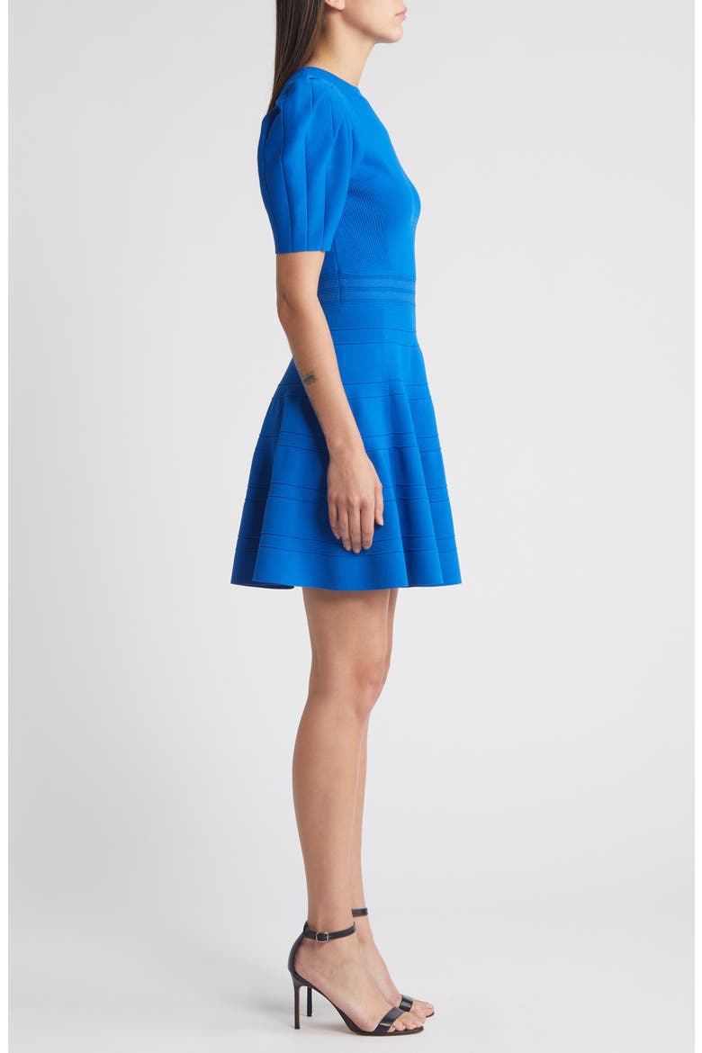 Velvey Puff Sleeve Dress, Alternate, color, MID BLUE