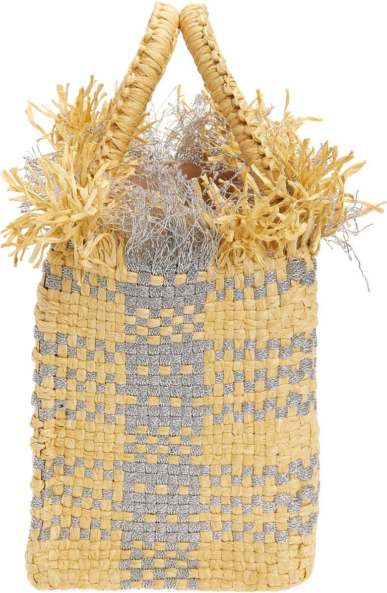 Pamela Munson Mini Check Mate Raffia Handbag, Alternate, color, Silver