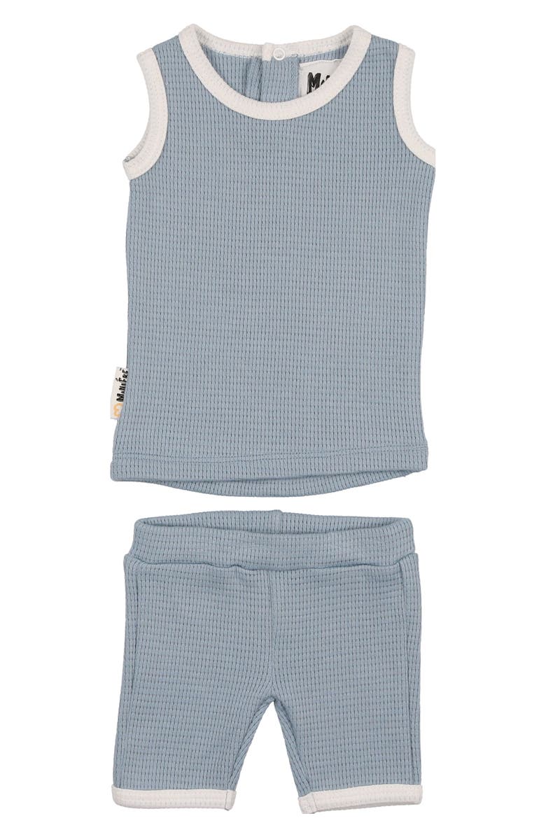 Manière Kids' Waffle Tank & Shorts Set, Main, color, Powder Blue
