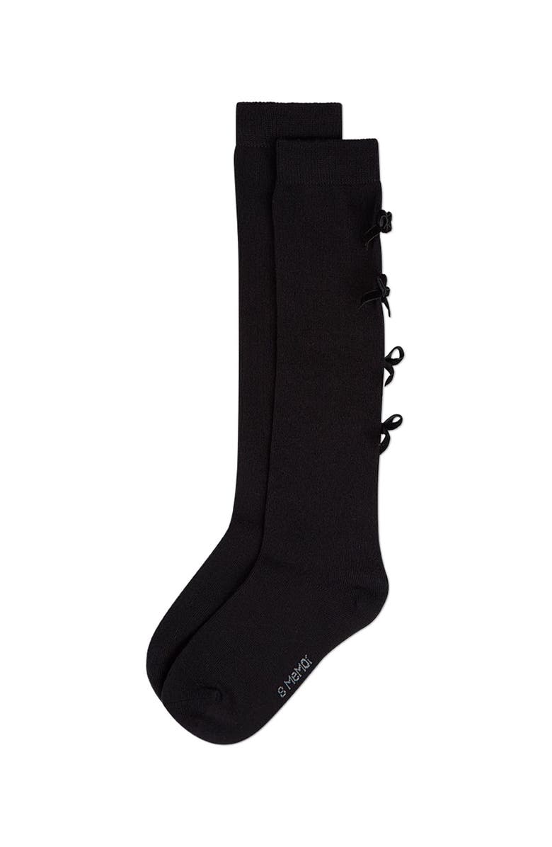 MeMoi Back Bow Trimmed Knee Sock, Alternate, color, Black