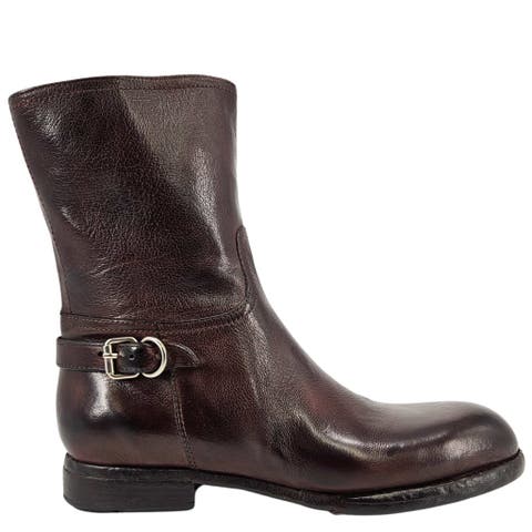 Leather Side Zip Mid Calf Boot
