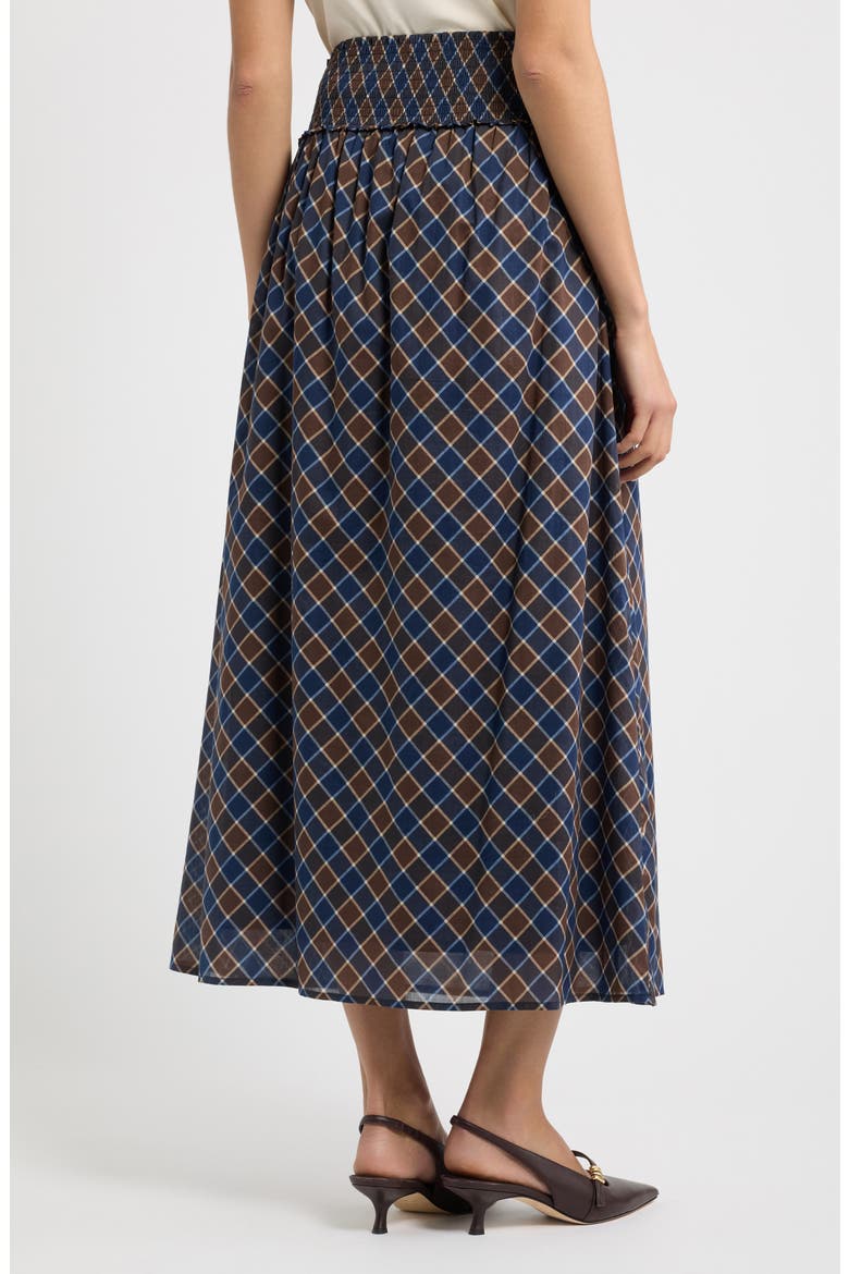 The Delphine Nap Cotton Midi Skirt, Alternate, color, WILSHIRE PLAID CHOCOLATE