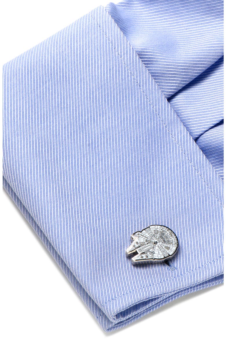 Star Wars™ - Millennium Falcon Blueprint Cuff Links, Alternate, color, WHITE/ BLACK/ SILVER