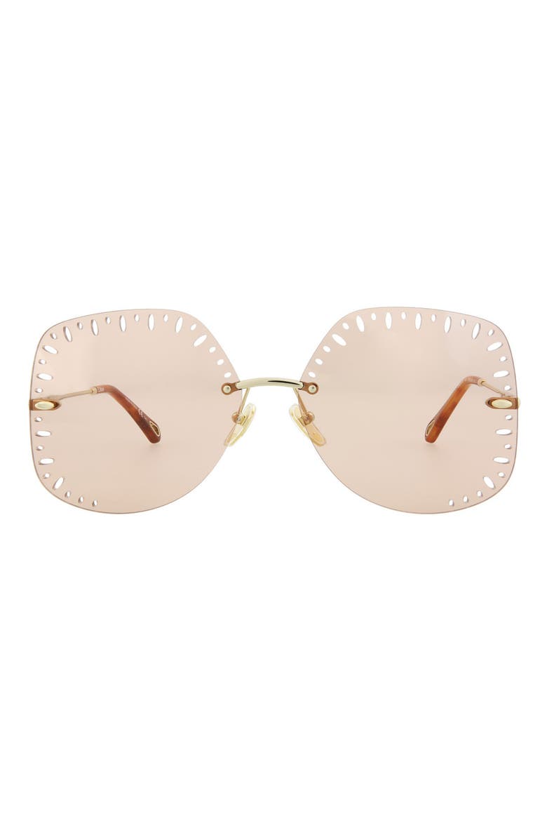 63mm Oversize Geometric Sunglasses, Main, color, GOLD ORANGE