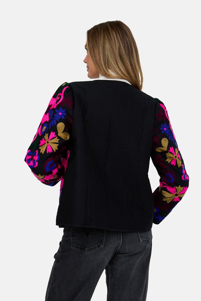 Halen Quilted Embroidered Jacket, Alternate, color, Black