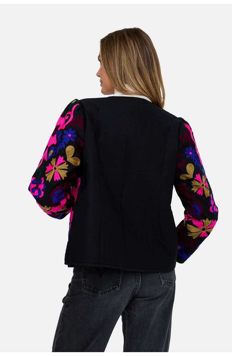 Raffya Halen Quilted Embroidered Jacket, Alternate, color, Black