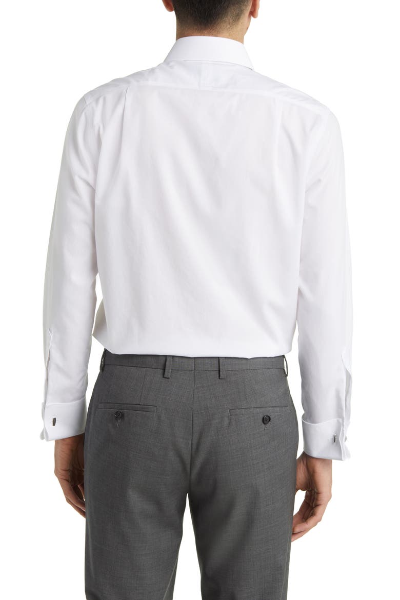 Non-Iron Poplin Cutaway Slim Fit Shirt Double Cuff, Alternate, color, WHITE