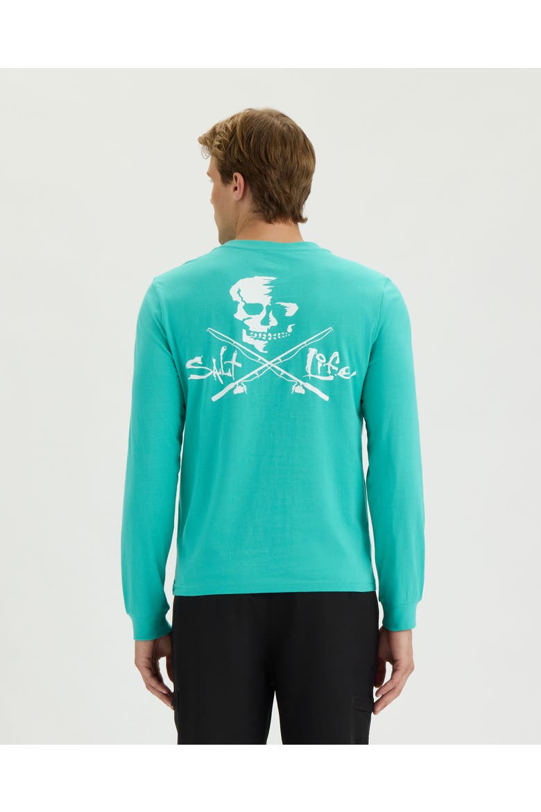 Skull and Poles Long Sleeve Tee, Alternate, color, OCEAN SPRAY