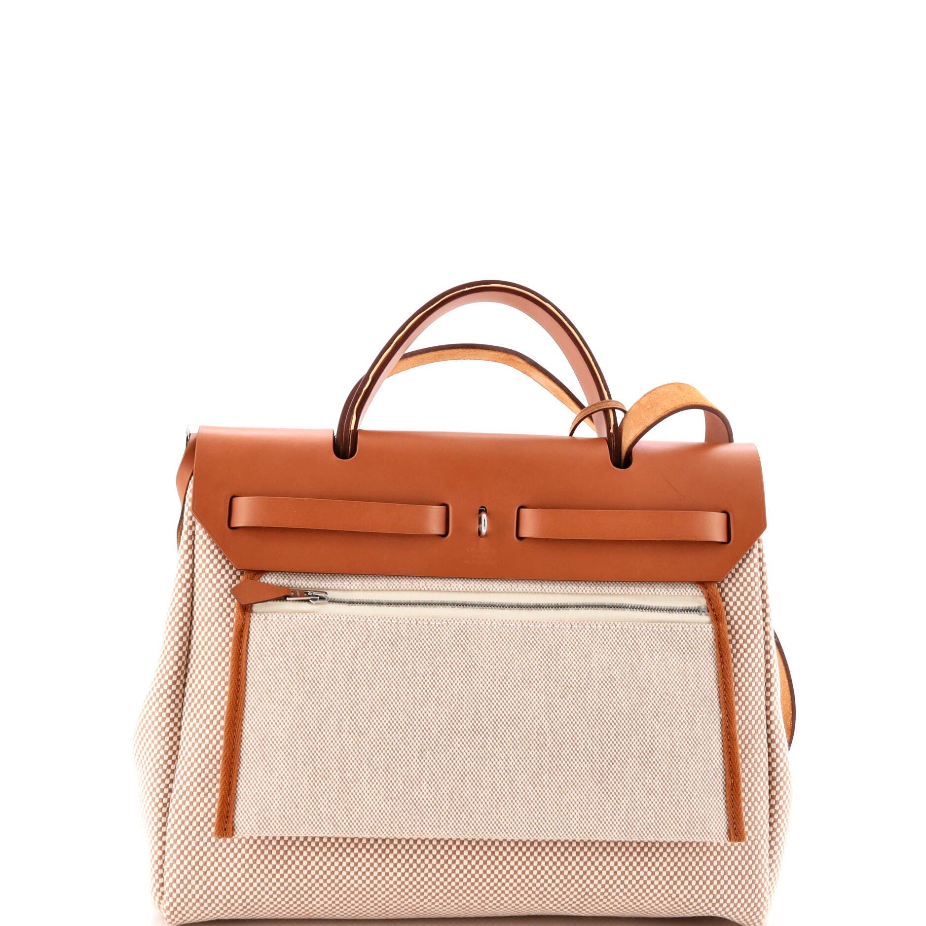 Pre-Owned Hermes Herbag Zip Criss Viking Toile and Leather 31, Alternate, color, Gold