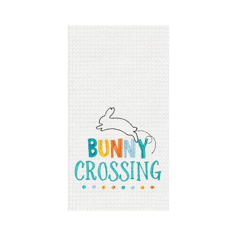 "Bunny Crossing" Easter Rabbit Spring Theme Kitchen Dishtowel