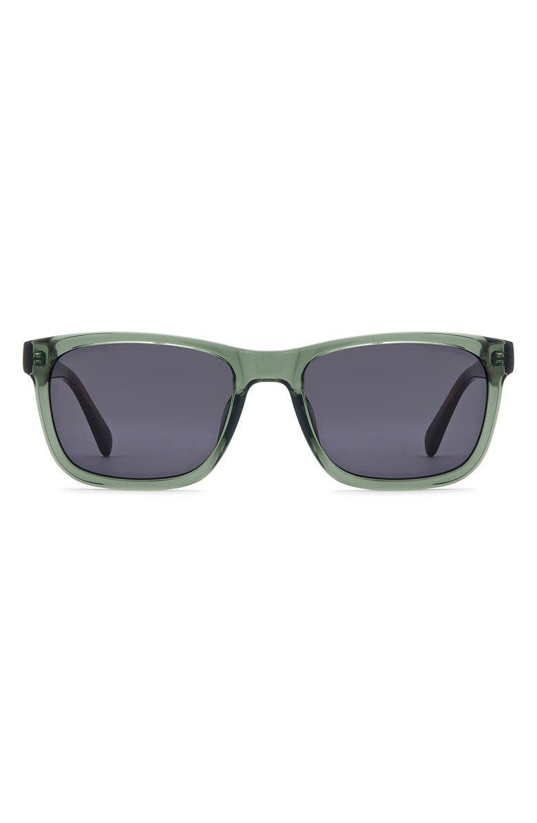 Fossil 56mm Rectangular Sunglasses, Main, color, Crystal Green/ Grey