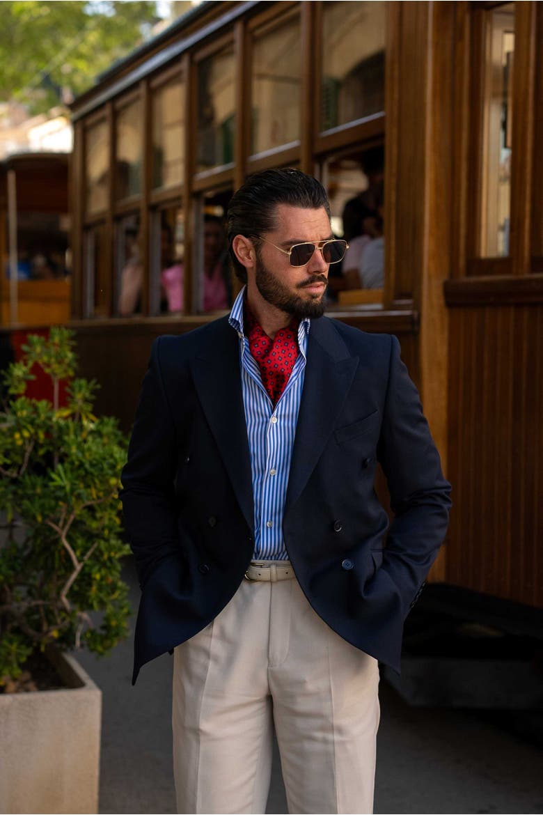 Corbara - Silk Ascot Cravat Tie for Men, Alternate, color, Dark Red