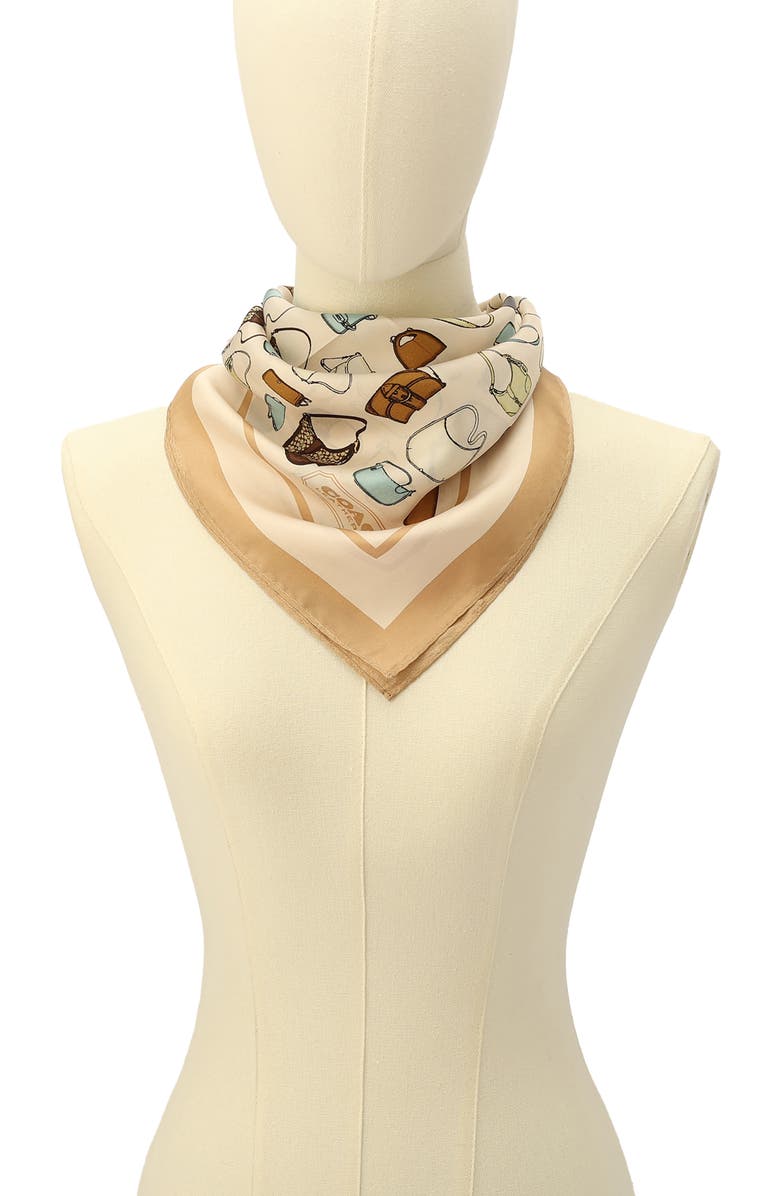 COACH Originals Print Silk Square Scarf, Main, color, Chalk