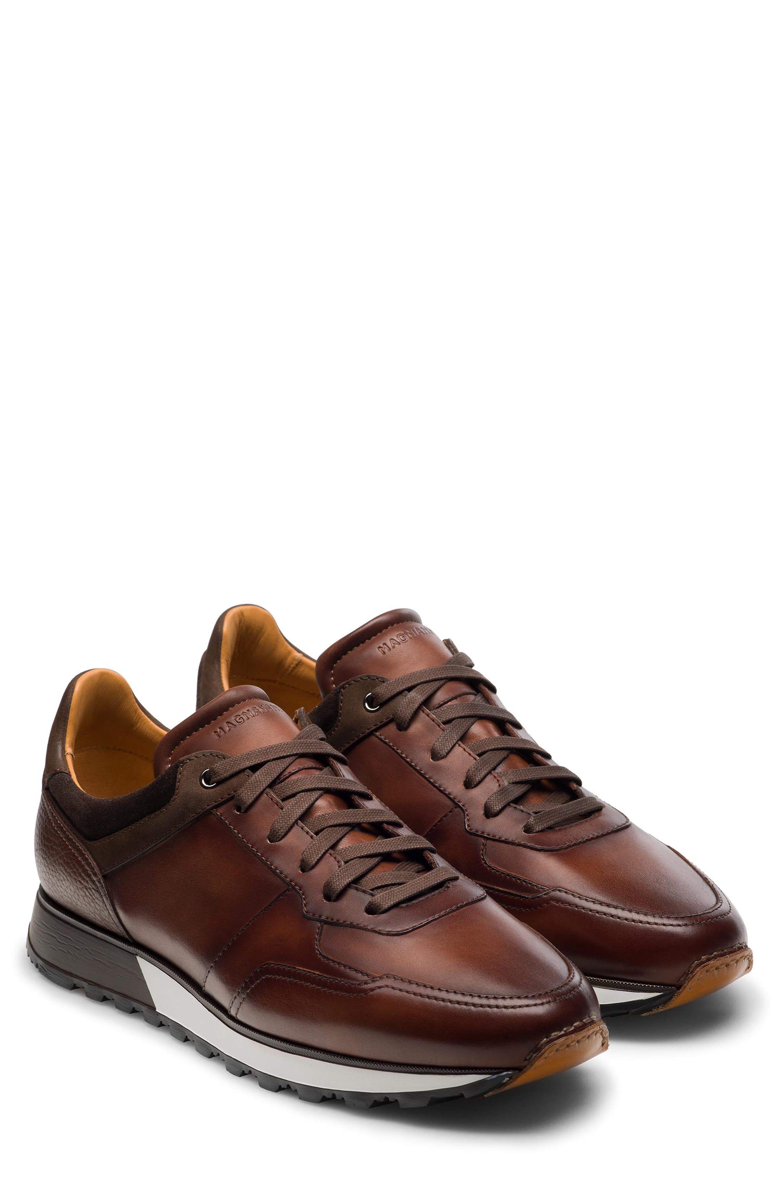 Magnanni Arco Sneaker, Main, color, Midbrown