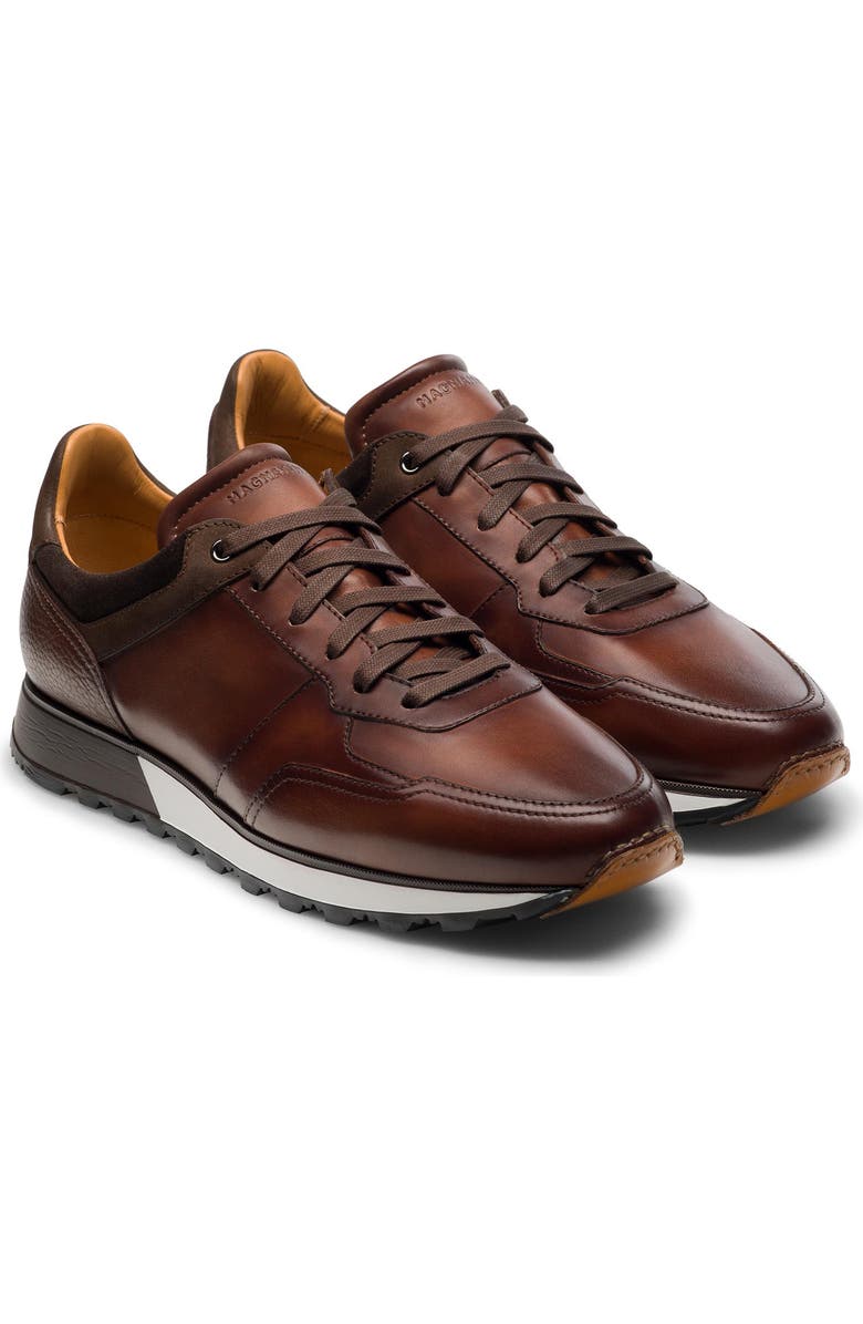 Magnanni Arco Sneaker, Main, color, Midbrown