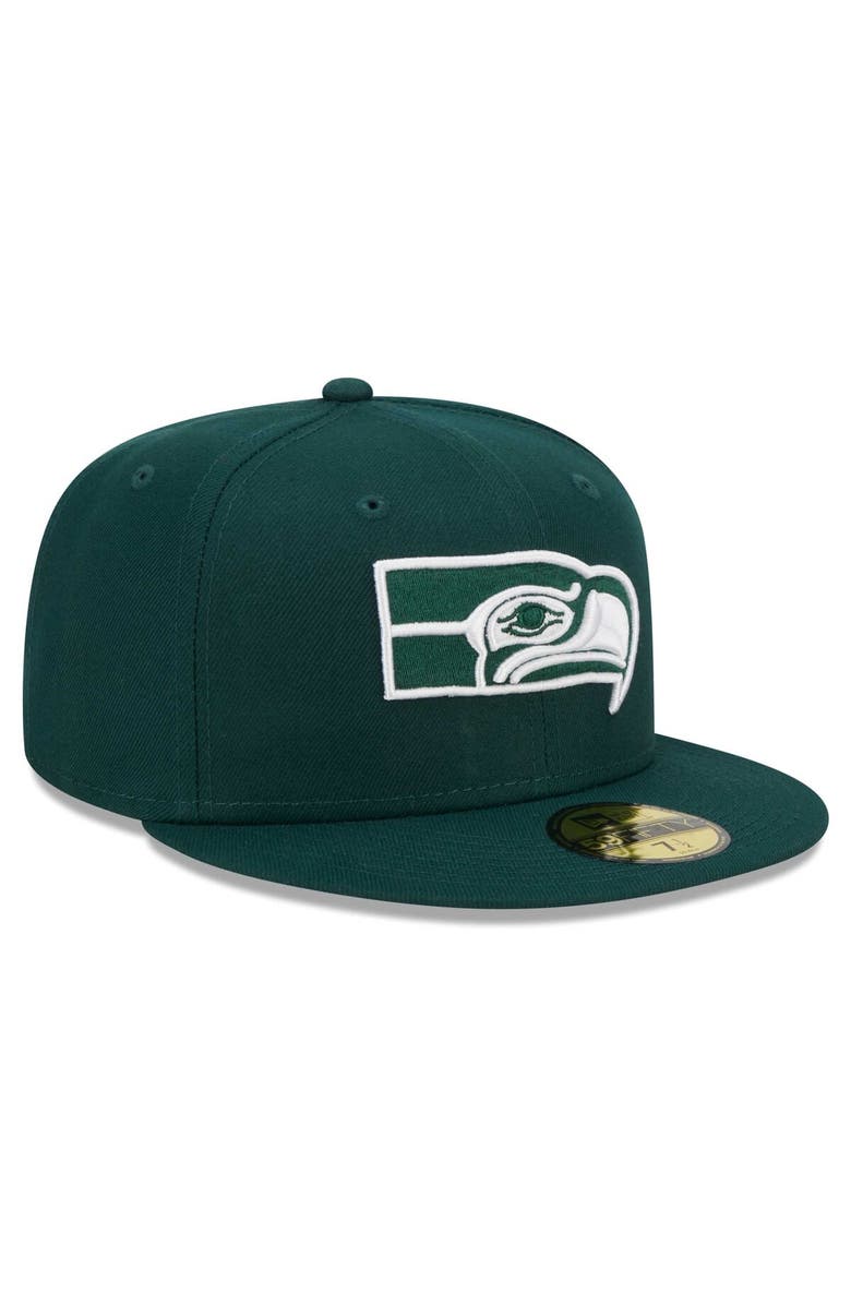 New Era Men's New Era Green Seattle Seahawks Throwback Main 59FIFTY Fitted Hat, Alternate, color,