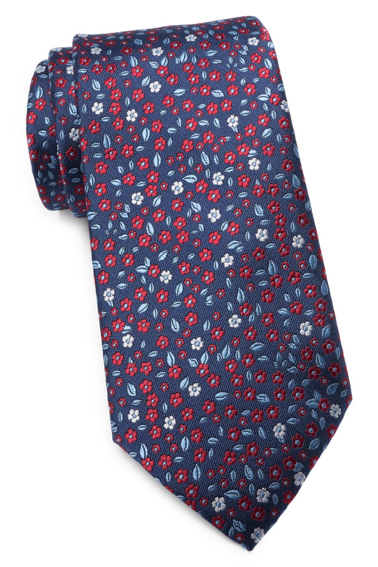 Botanical Tie, Main, color, NAVY/ RED