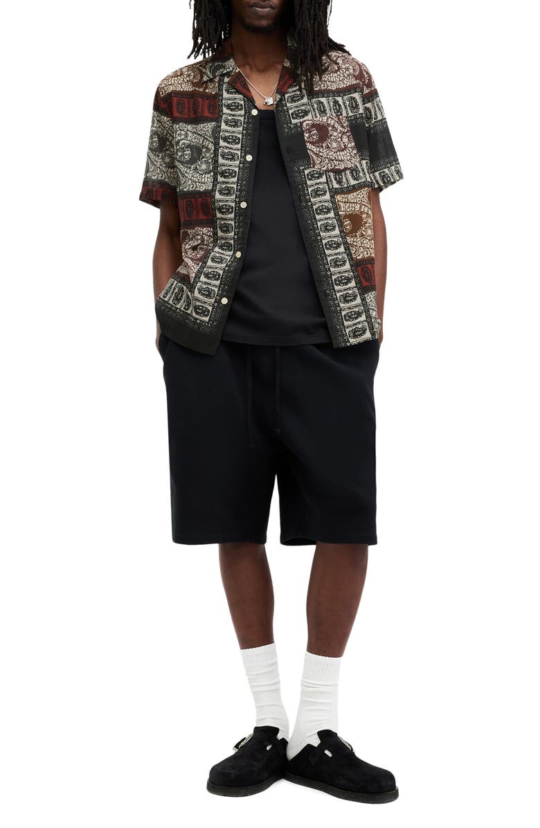 AllSaints Marquee Camp Shirt, Alternate, color, Jet Black/ Ecru