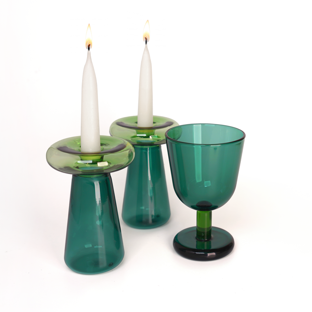 Tchotchke Shabbat Set - Emerald + Grass