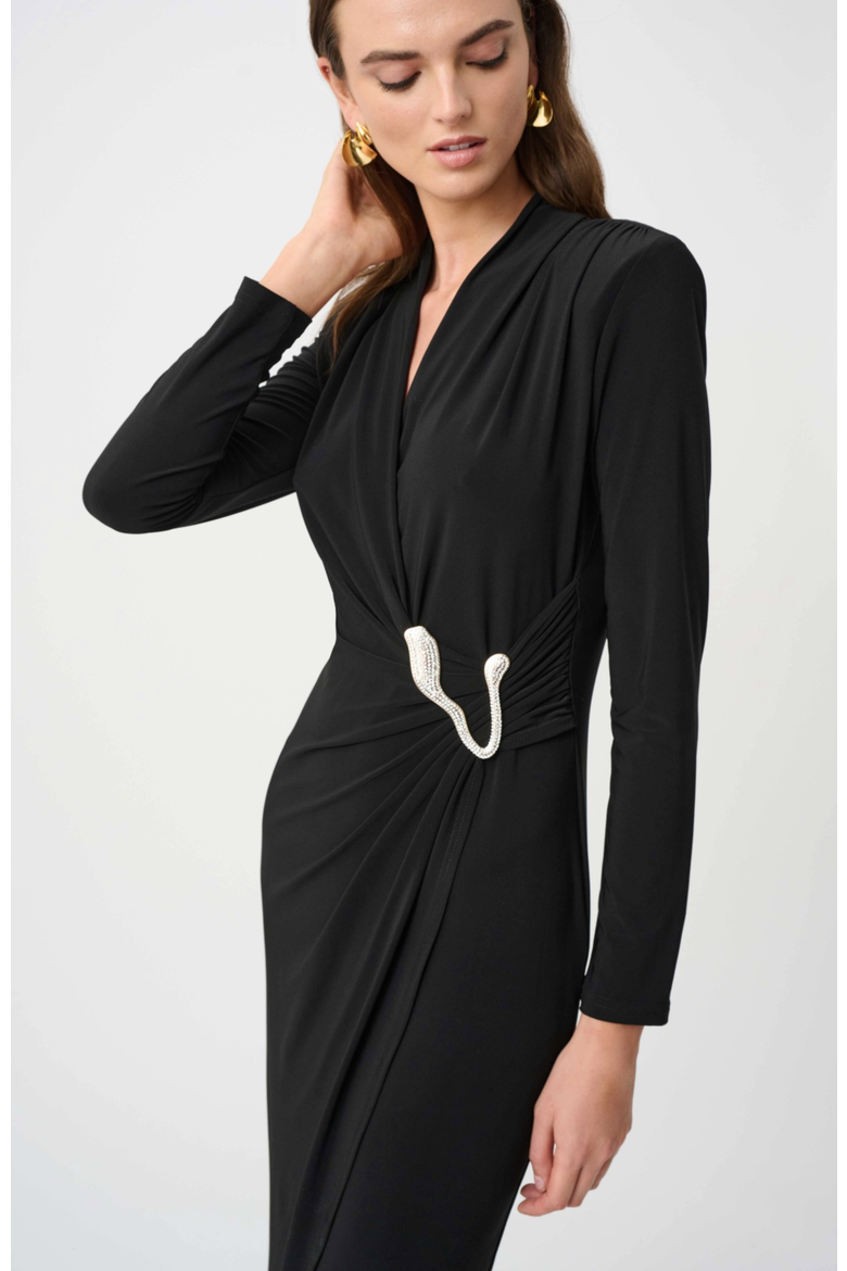 Silky Knit Sheath Wrap Dress, Alternate, color, Black