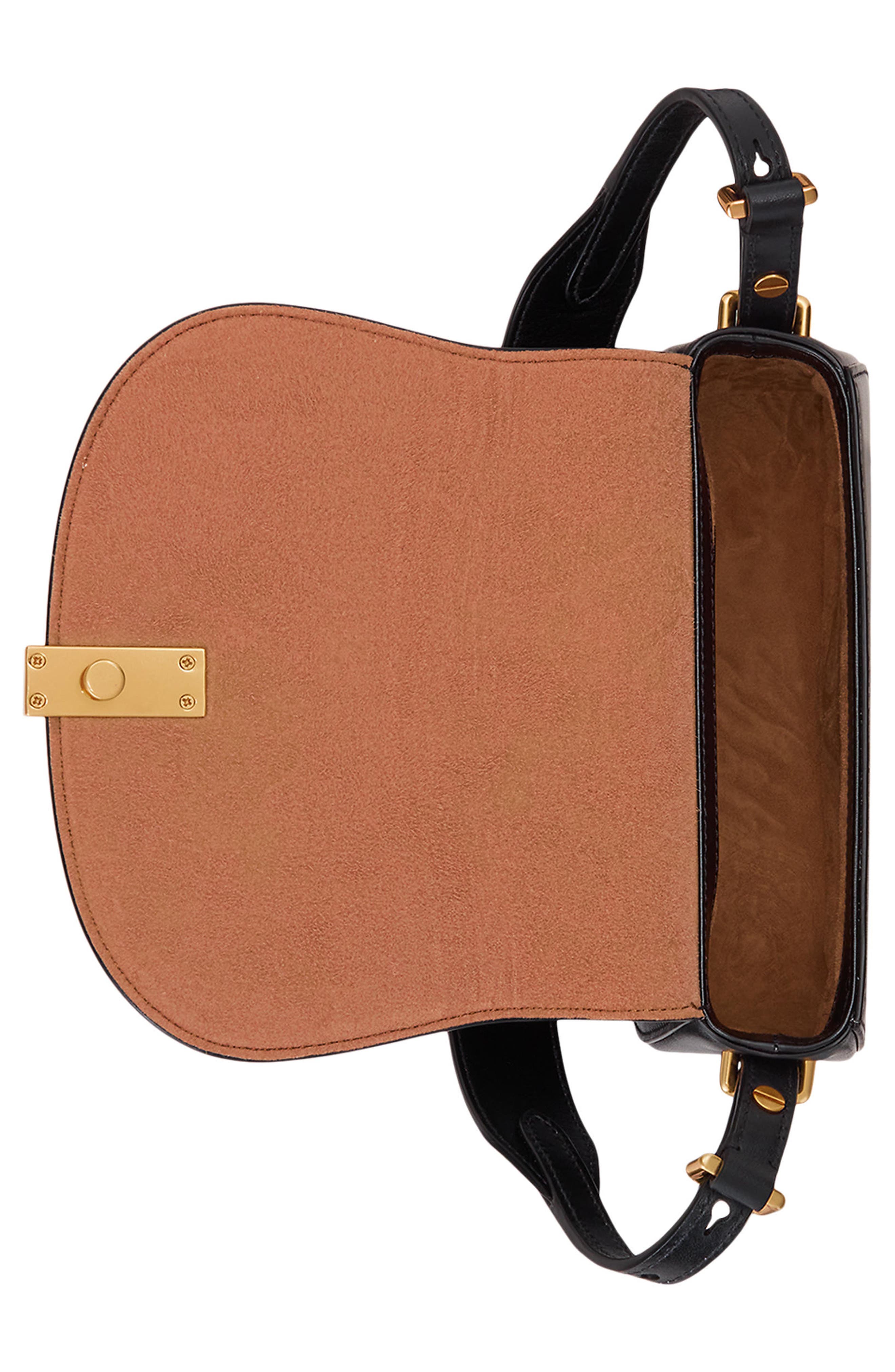 Polo Ralph Lauren Mini Polo ID Leather Saddle Bag, Alternate, color, Black