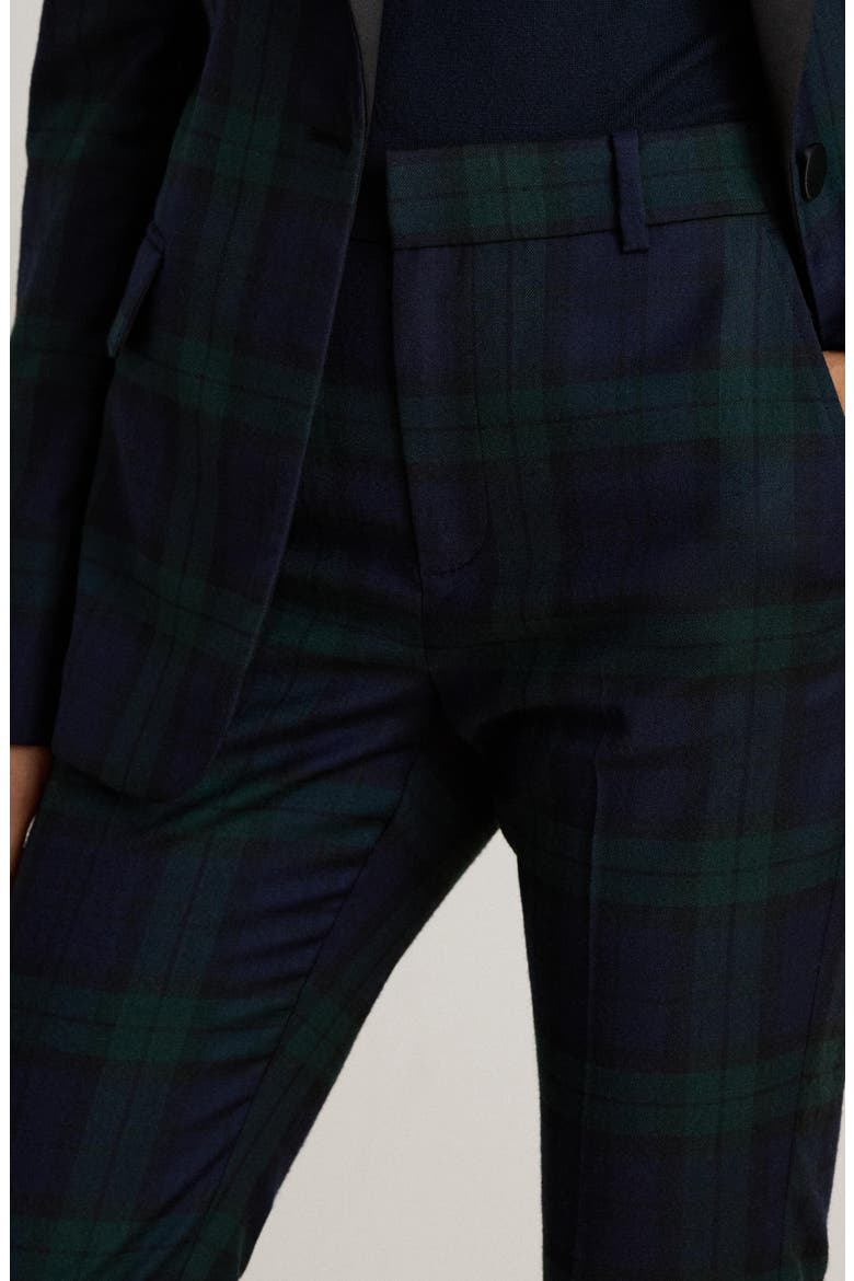Plaid High Waist Straight Leg Wool Blend Pants, Alternate, color, BLUE/ MULTI
