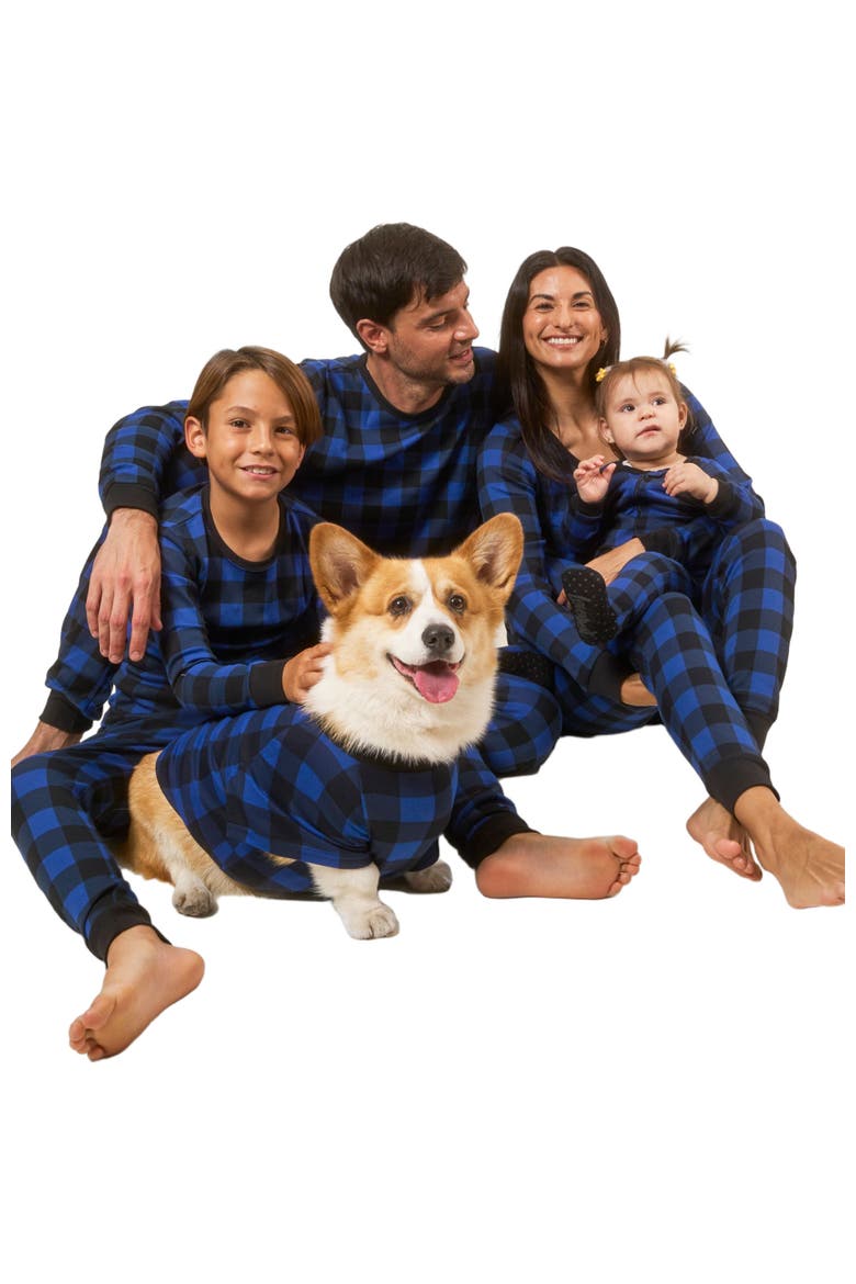 Buffalo Check Footed Pajama, Alternate, color, BLACK/NAVY