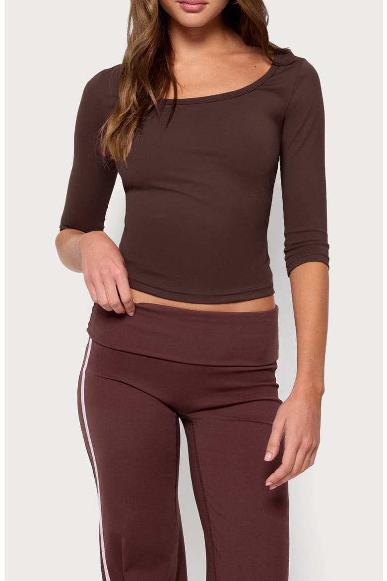 Desi Three-Quarter-Sleeve Top, Main, color, BROWN