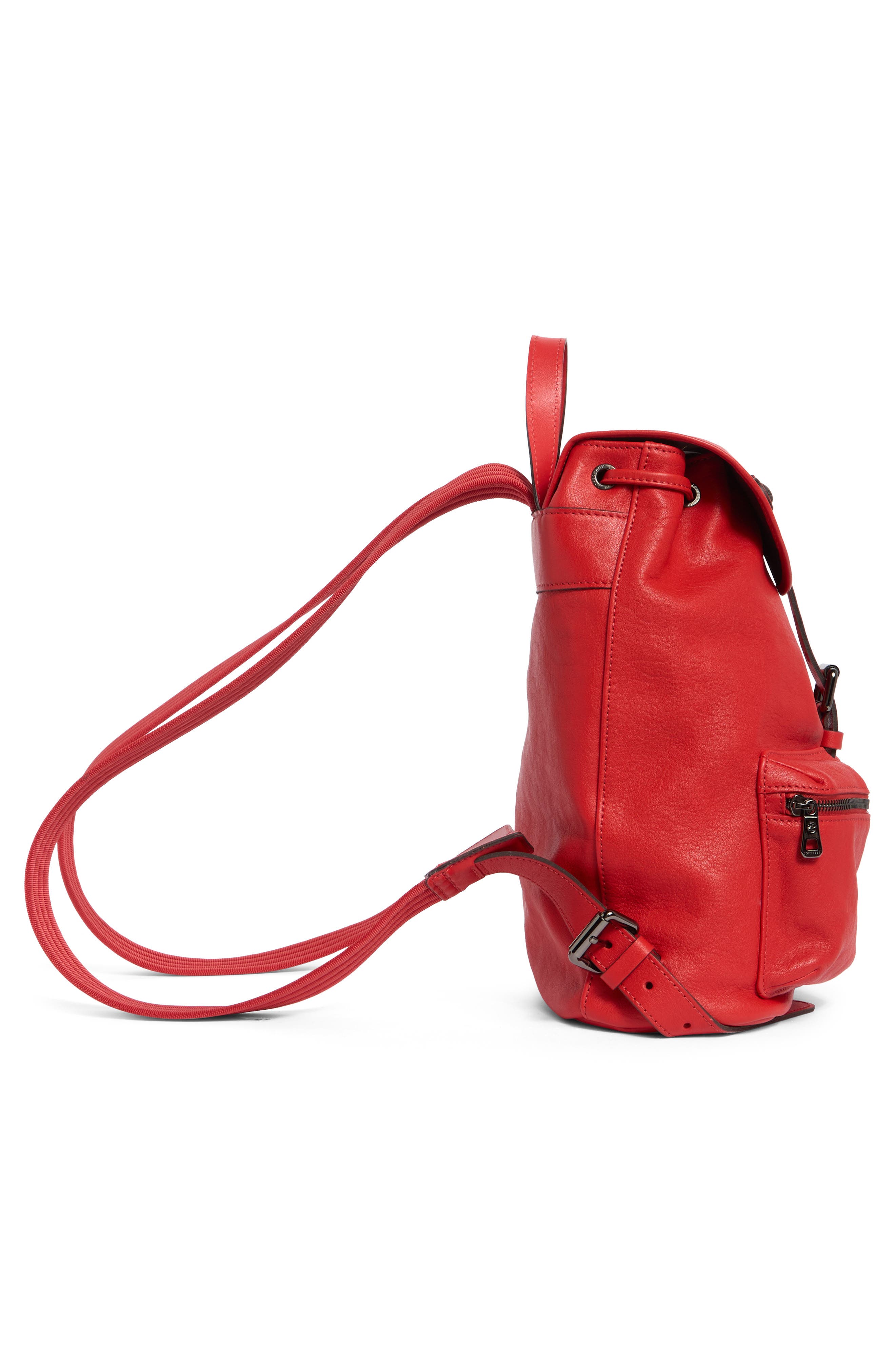 Longchamp LC3D Small Leather Backpack, Alternate, color, Vermilion