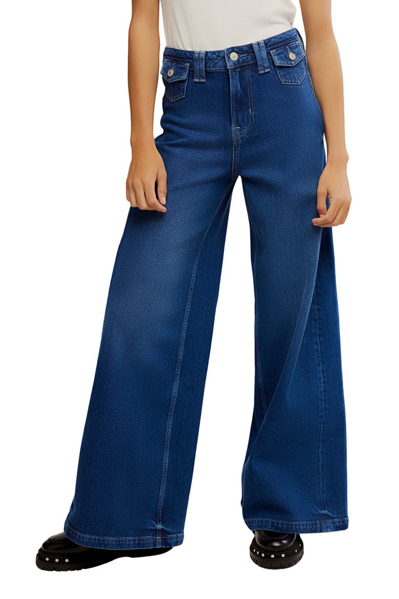 Kellee High Waist Wide Leg Palazzo Jeans, Main, color, BLUE NIGHT