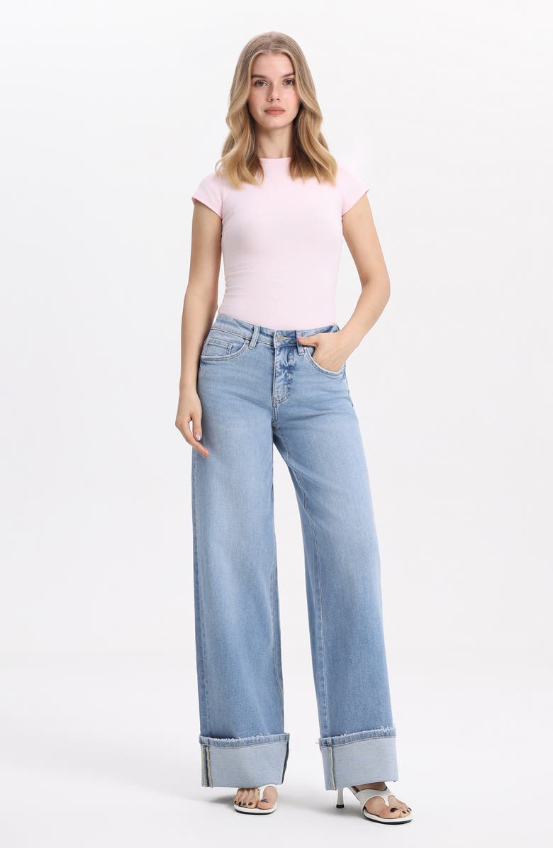 Bayeas Mid Rise Super Wide Leg Jeans, Alternate, color,