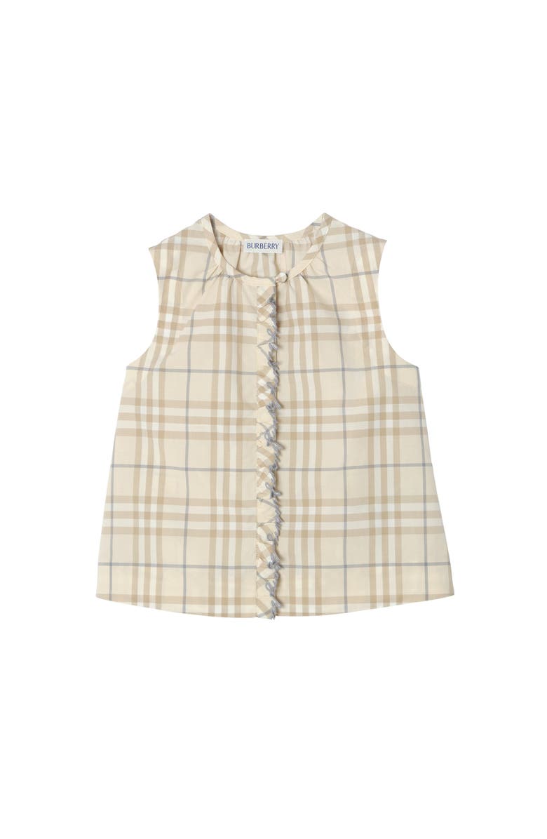 Burberry Check Cotton Top, Main, color, Sesame Beige