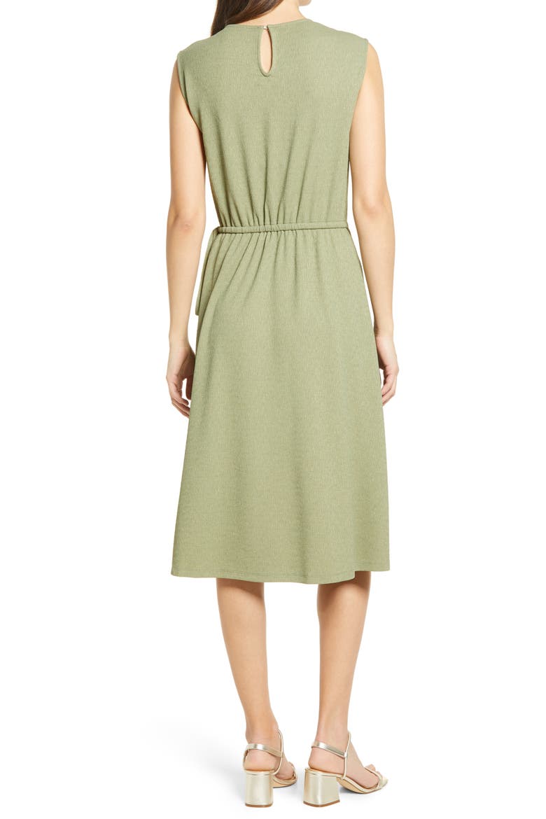 Draped Sleeveless Dress, Alternate, color, PESTO