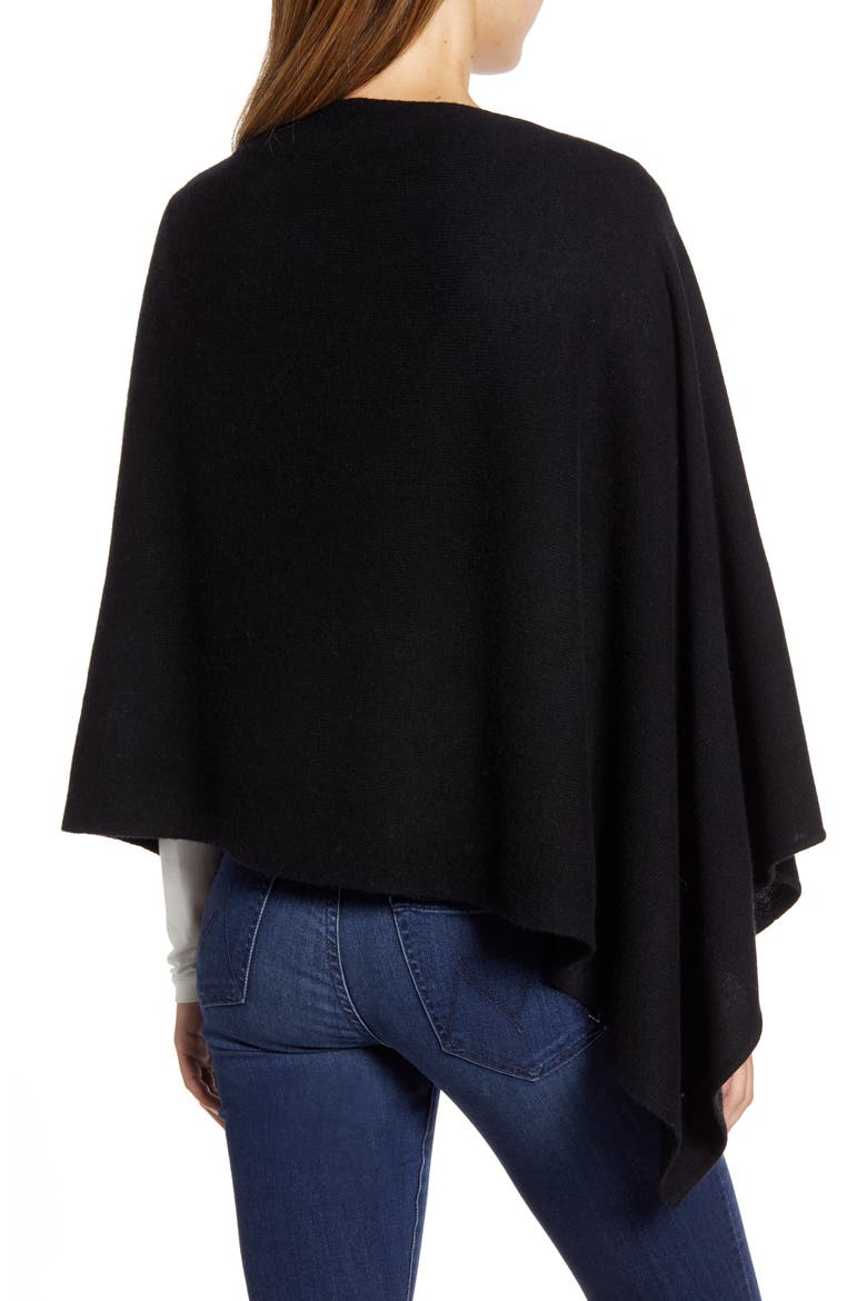 Wool & Cashmere Asymmetrical Poncho, Alternate, color, BLACK