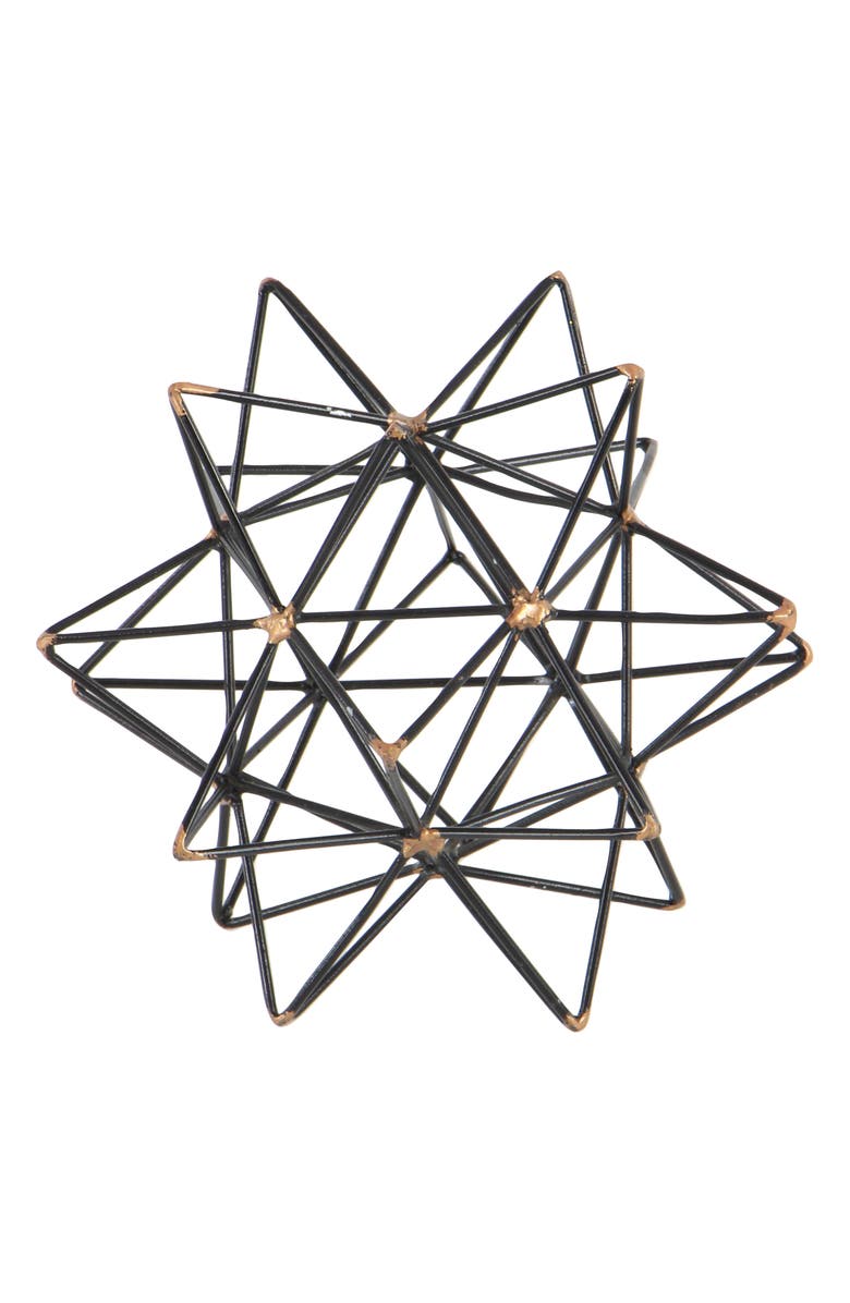 UMA Black Metal Geometric Sculpture with Gold Accents, Alternate, color, Black