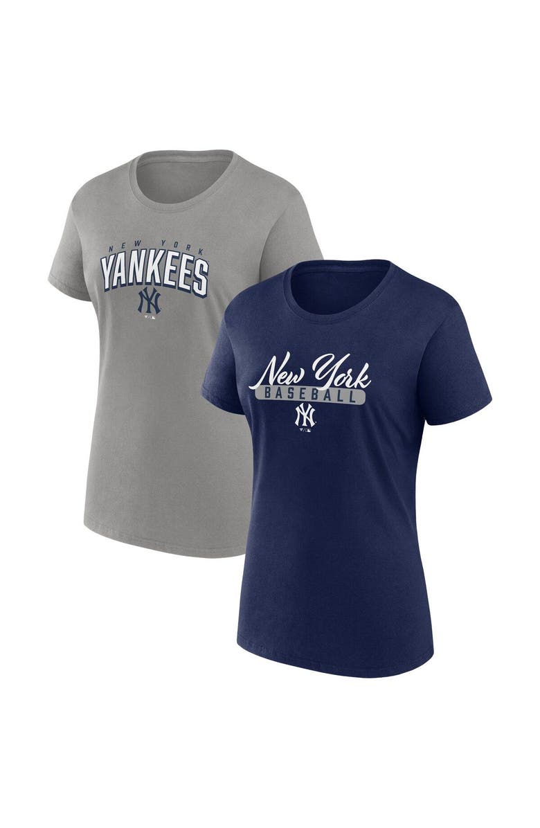 FANATICS Women's Fanatics Branded Navy/Gray New York Yankees Fan T-Shirt Combo Set, Main, color,