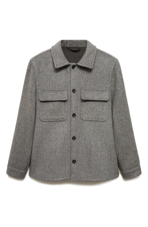Mango Wool Blend Overshirt In Grey