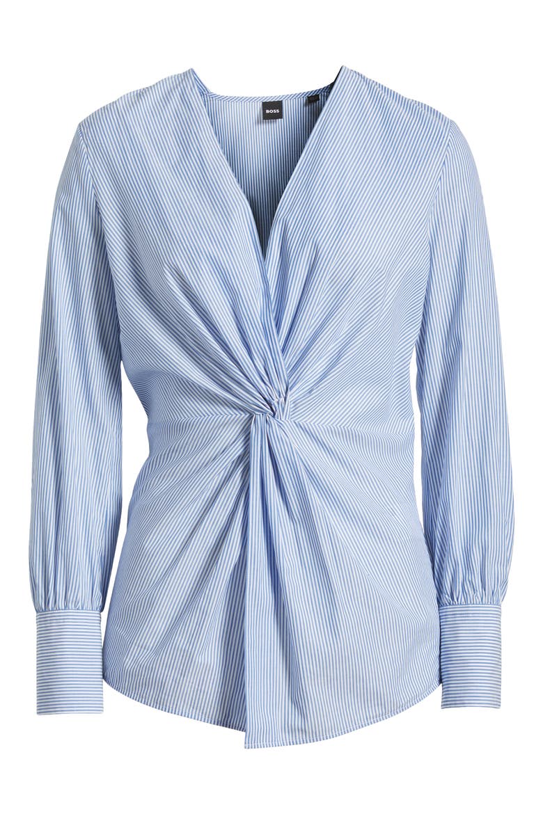 Bawari Stripe Twist Front Cotton Shirt, Alternate, color, MED BU