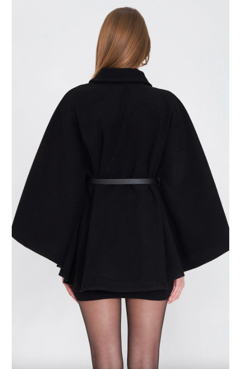 Forever & Always Shoes Belted Knit Poncho Coat, Alternate, color, Black