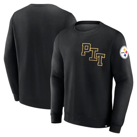 Men's Fanatics  Black Pittsburgh Steelers Varsity Letter Fleece Pullover Sweatshirt