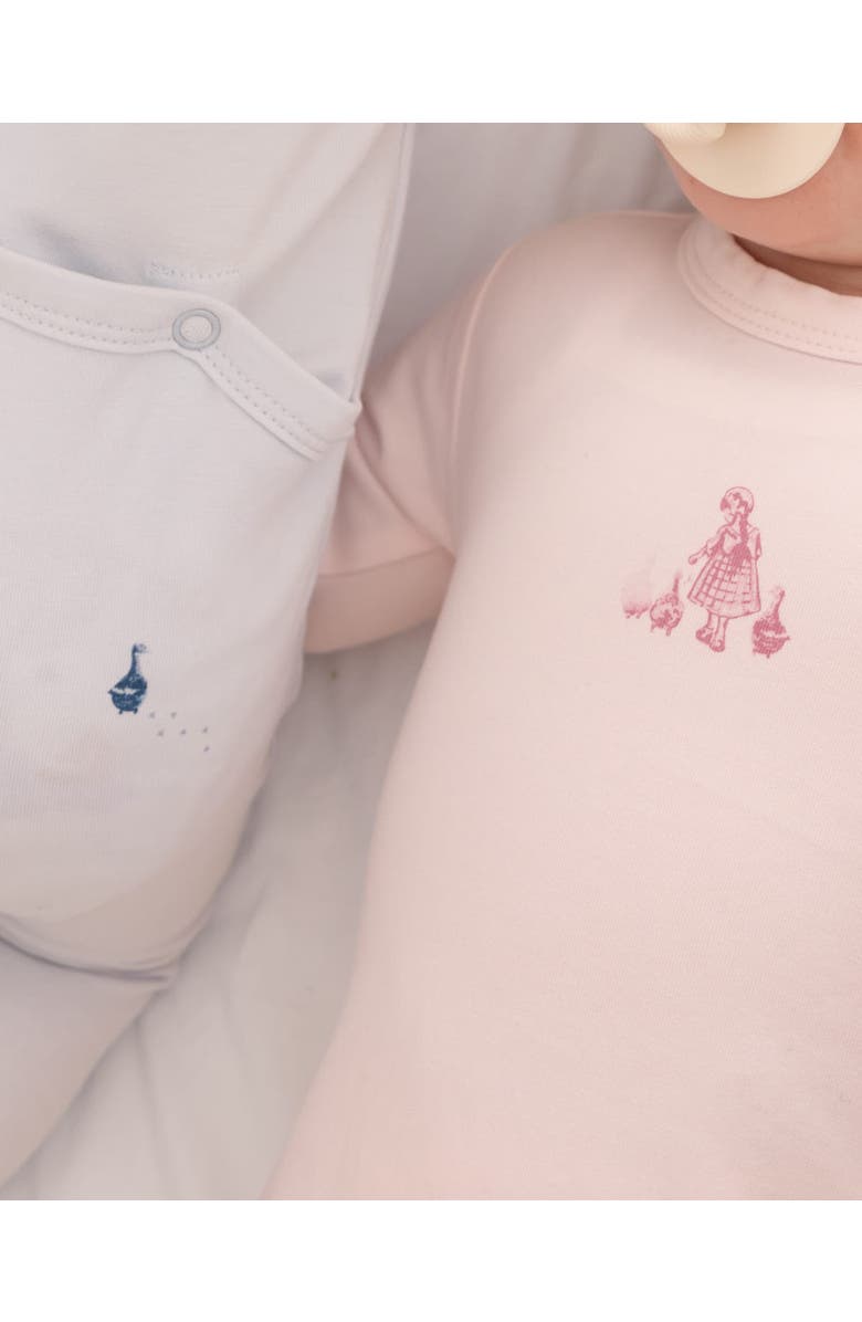 MiniMoi Girl And Her Waddling Ducks Cotton Rich Footie, Alternate, color, Baby Pink
