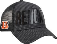 New Era Men's New Era Black Cincinnati Bengals Midnight Ink Tonal Text A-Frame Trucker 9FORTY Adjustable Hat