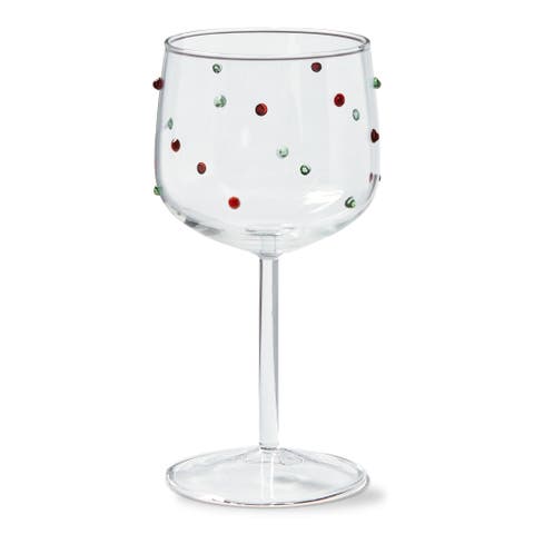 Christmas Dottie All Purpose Wine Glass Borosilicate Multi 3.35x7.08 in