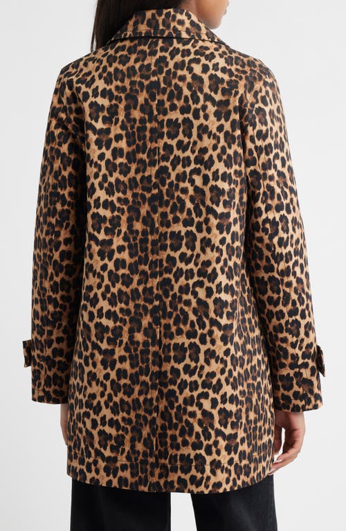 Sam Edelman Leopard Print Water Repellent Rain Jacket In Brown