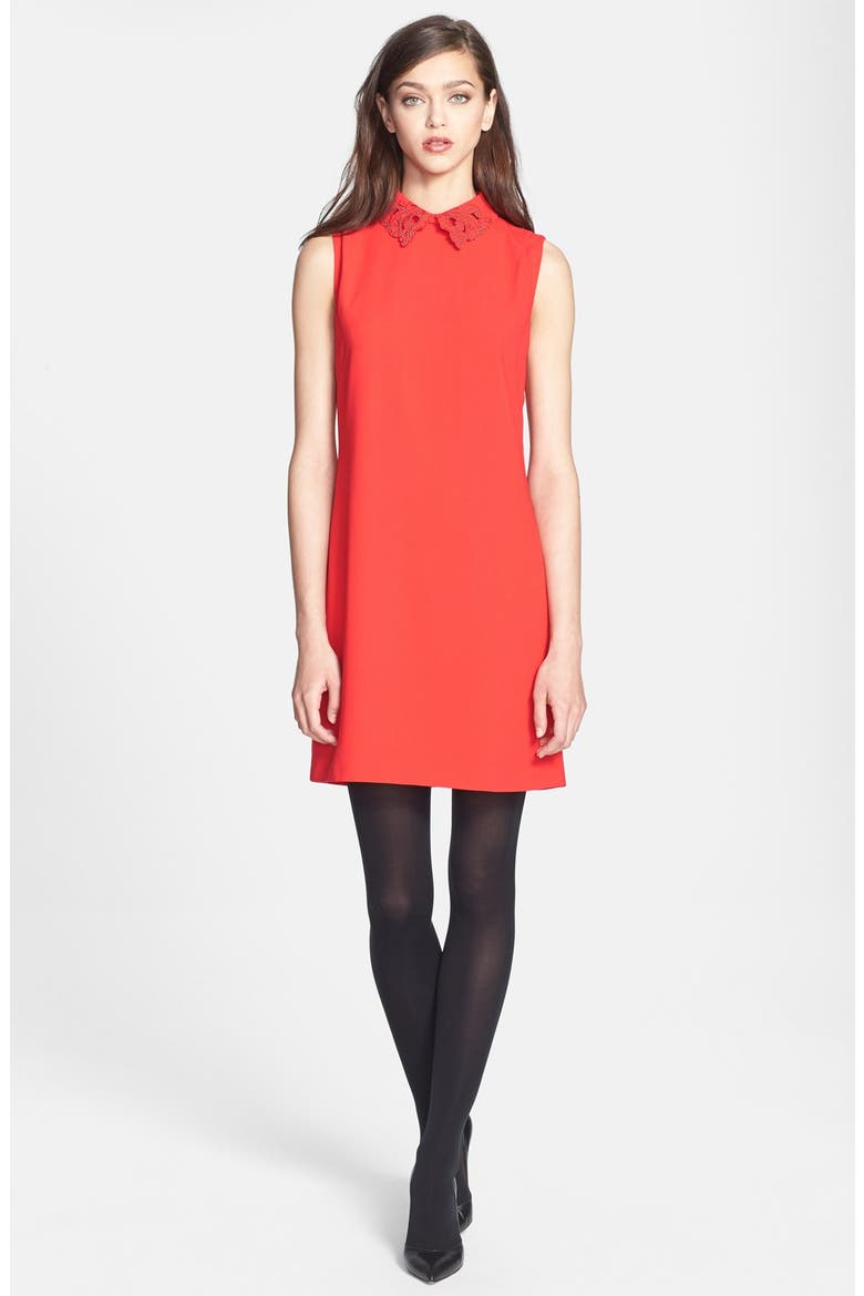 Embellished Woven Tunic Dress, Alternate, color, BRICK RED